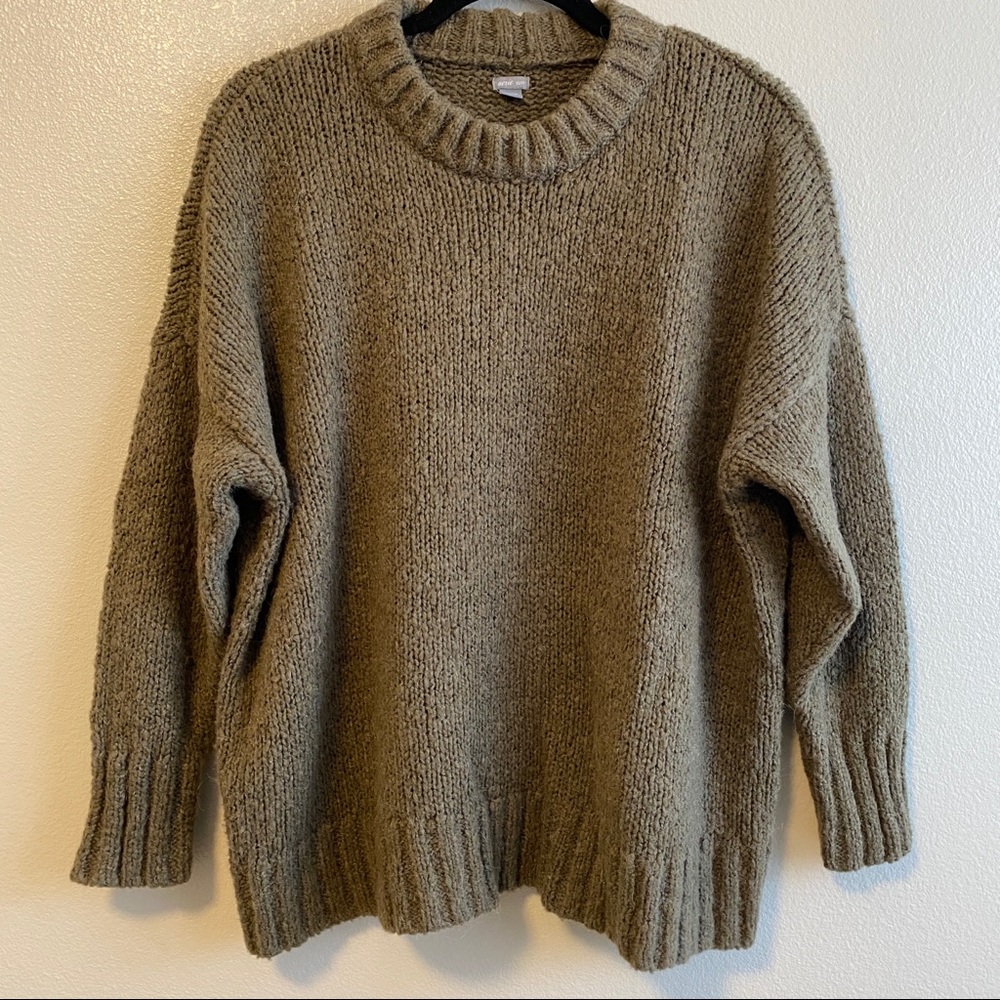 Aerie Big Sky Oversized Sweater Olive Green